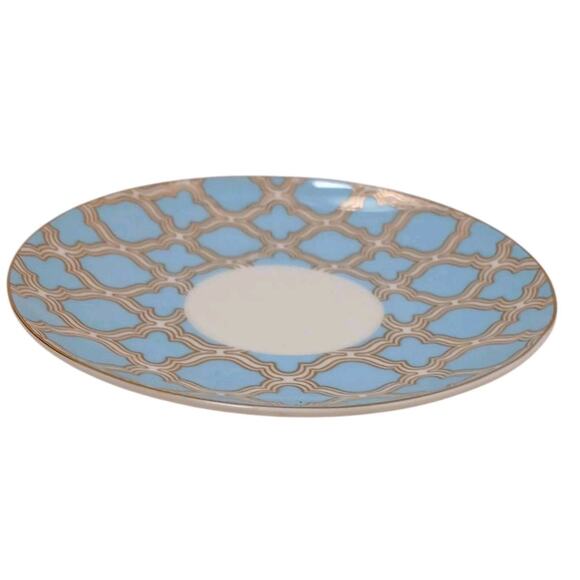 Grace's Teaware Blue Debra Saucer 6" Plate Gold Handpainted Geometric Regency - Picture 6 of 12